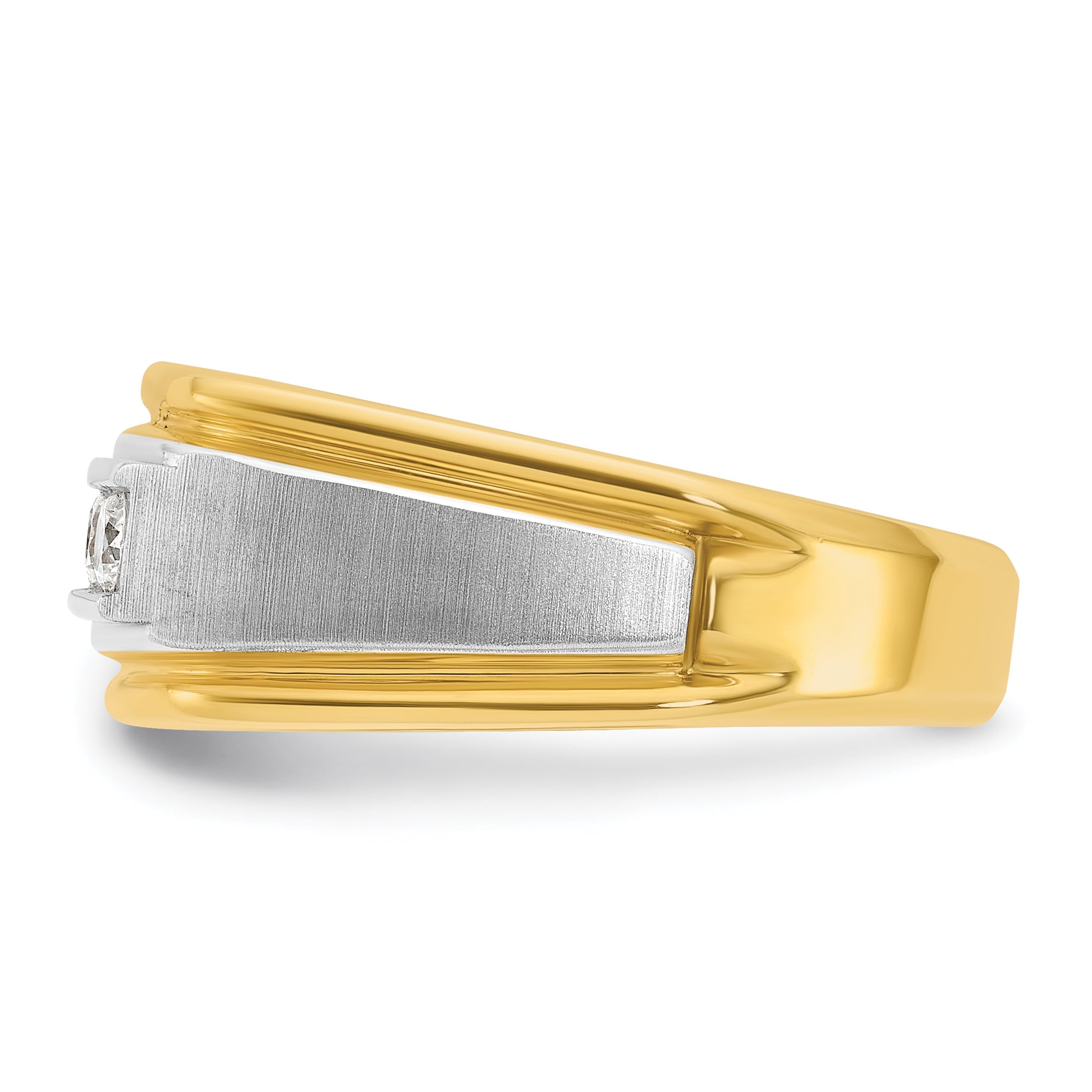 10K Two-Tone Ibgoodman Men'S Polished Satin And Grooved 5-Stone Ring Mounting