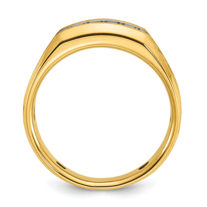 10K Yellow Gold Ibgoodman Men'S Polished Satin And Grooved 5-Stone Ring Mounting