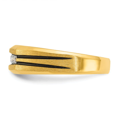 10K Yellow Gold Ibgoodman Men'S Polished Satin And Grooved 5-Stone Ring Mounting
