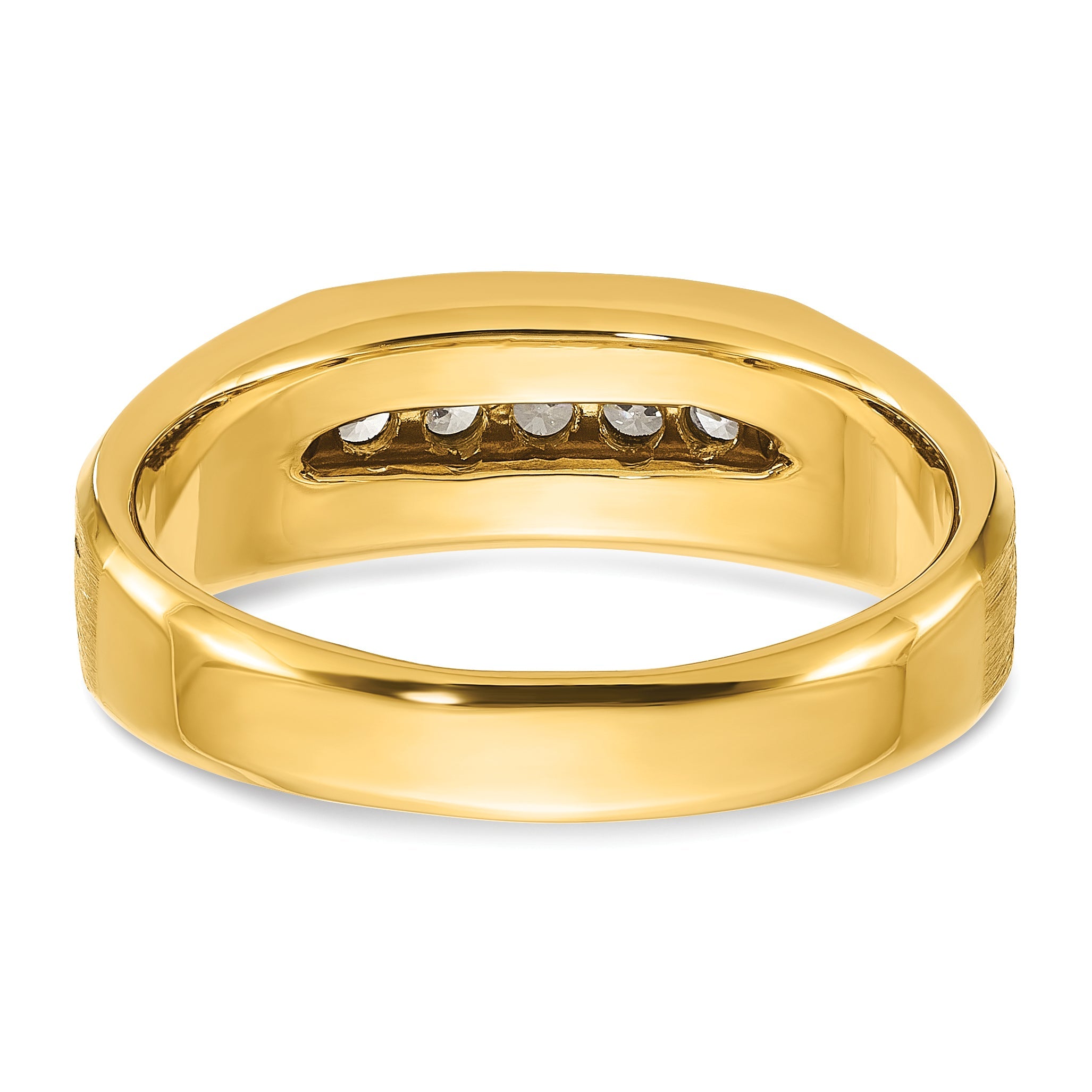 10K Yellow Gold Ibgoodman Men'S Polished Satin And Grooved 5-Stone Ring Mounting