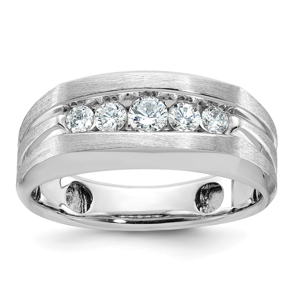 10K White Gold Ibgoodman Men'S Polished And Brushed 5-Stone Ring Mounting