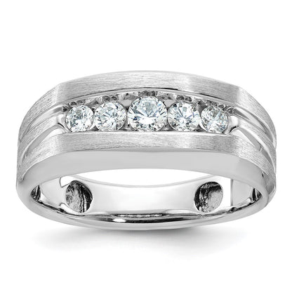 10K White Gold Ibgoodman Men'S Polished And Brushed 5-Stone Ring Mounting