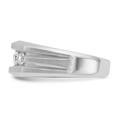 10K White Gold Ibgoodman Men'S Polished Satin And Grooved 5-Stone Ring Mounting