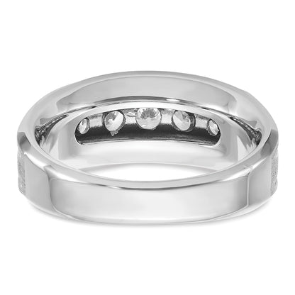 10K White Gold Ibgoodman Men'S Polished Satin And Grooved 5-Stone Ring Mounting