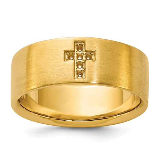 10K Yellow Gold Ibgoodman Men'S Satin Cross Ring Mounting