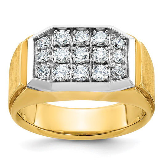 10K Yellow Gold Ibgoodman Men'S Polished And Satin Cluster Ring Mounting
