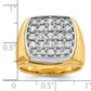 14k Two-tone Two Tone 1 1/2 Ct. Lab Grown Diamond VS/SI+ G+ Men's Polished and Satin Cluster Ring