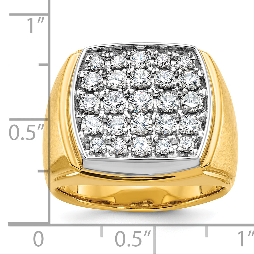 14k Two-tone Two Tone 1 1/2 Ct. Lab Grown Diamond VS/SI+ G+ Men's Polished and Satin Cluster Ring