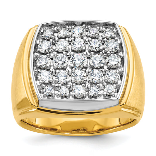 14k Two-tone Two Tone 1 1/2 Ct. Lab Grown Diamond VS/SI+ G+ Men's Polished and Satin Cluster Ring