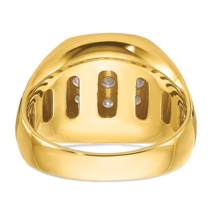 10K Two-Tone Ibgoodman Men'S Polished Satin & Grooved Ring Mounting