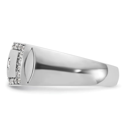 10K White Gold Ibgoodman Men'S Polished And Cut-Out Ring Mounting