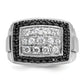 14k White Gold 1 Ct. Lab Grown Diamond VS/SI+ G+ and Black Mined Diamond Cluster Men's Ring