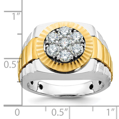 10K Two-Tone Ibgoodman Men'S Polished Satin And Textured Ring Mounting