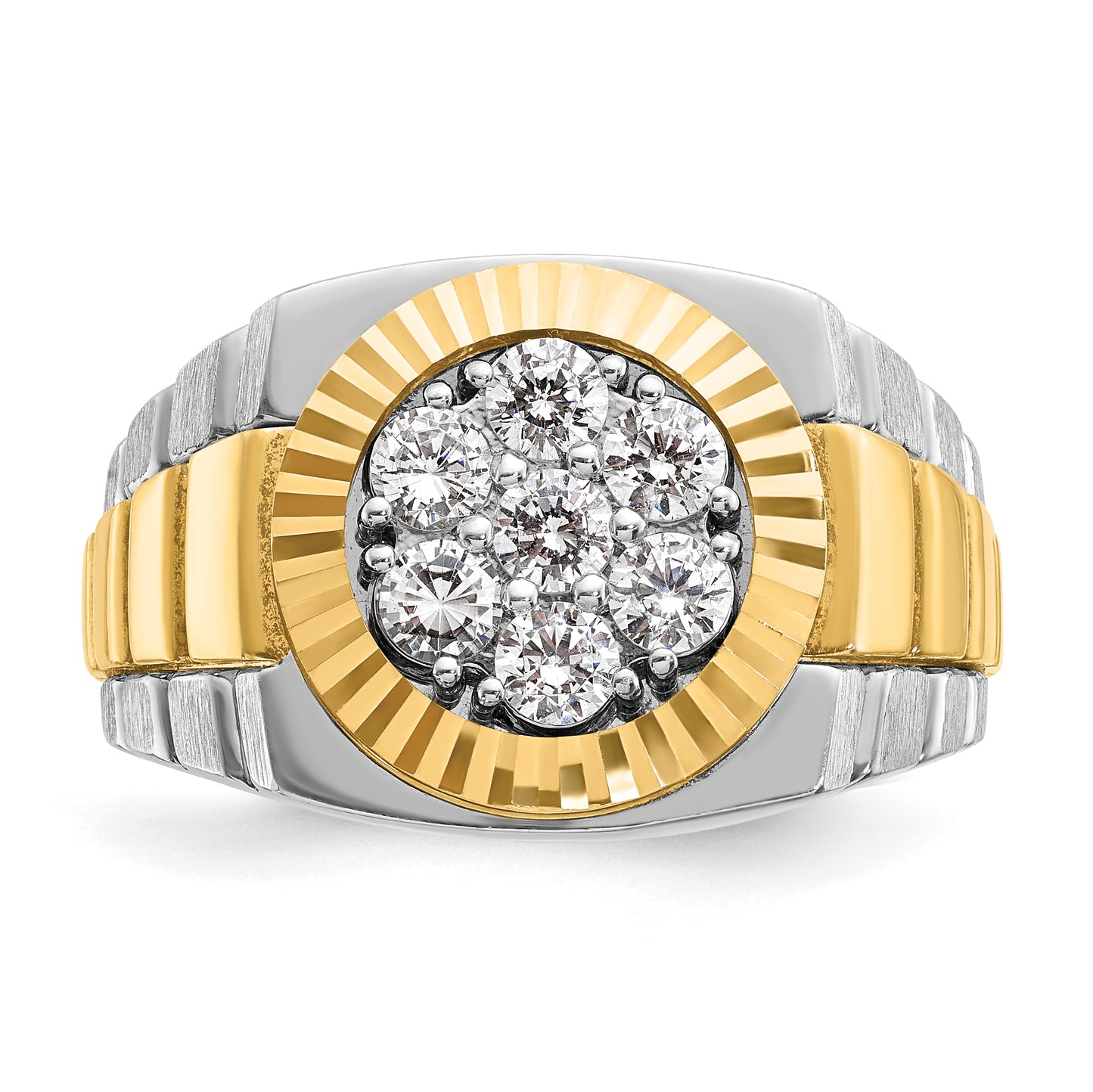 14k Two-Tone 1 Ct. Lab Grown Diamond VS/SI+ G+ Ribbed Men's Cluster Ring