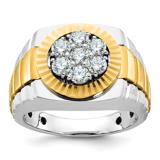 14k Two-Tone 1 Ct. Lab Grown Diamond VS/SI+ G+ Ribbed Men's Cluster Ring