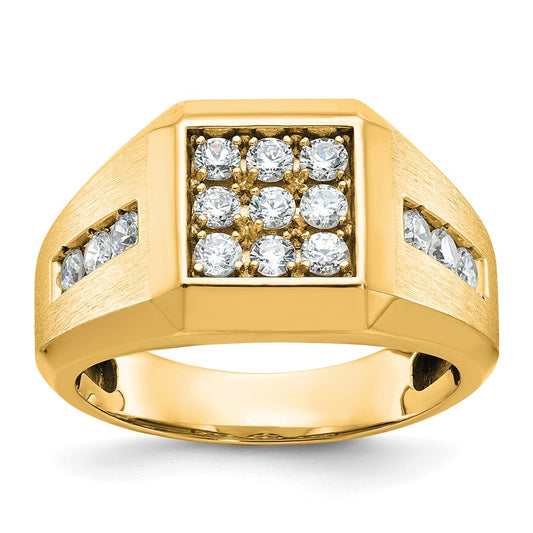 10K Yellow Gold Ibgoodman Men'S Polished And Satin Square Cluster Ring Mounting