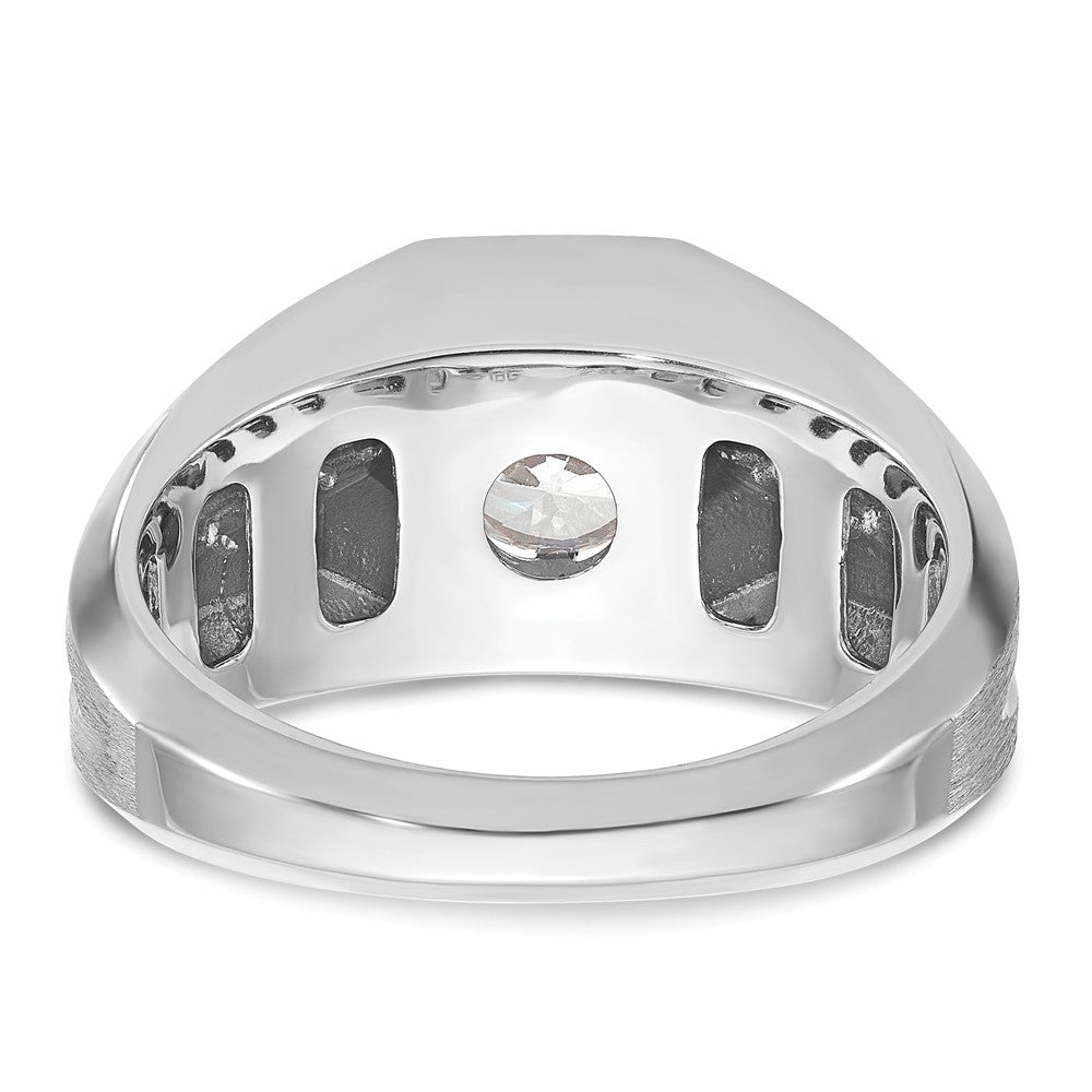 14k White Gold 1 1/5 Ct. Lab Grown Diamond VS/SI+ G+ Complete Polished and Satin Men's Ring