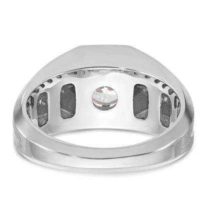 14k White Gold 1 1/5 Ct. Lab Grown Diamond VS/SI+ G+ Complete Polished and Satin Men's Ring