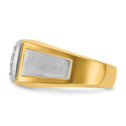 10K Yellow W/Rhodium Ibgoodman Men'S Polished And Satin Cluster Ring Mounting