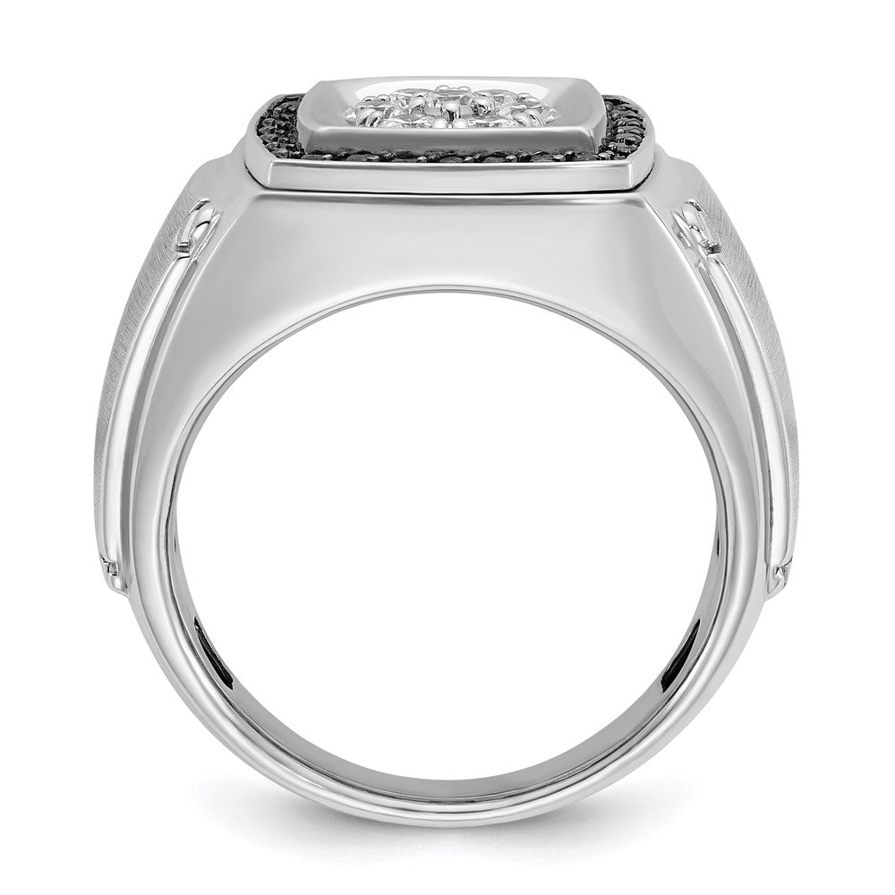 10K White Gold Ibgoodman Men'S Polished And Satin Halo Cluster Ring Mounting