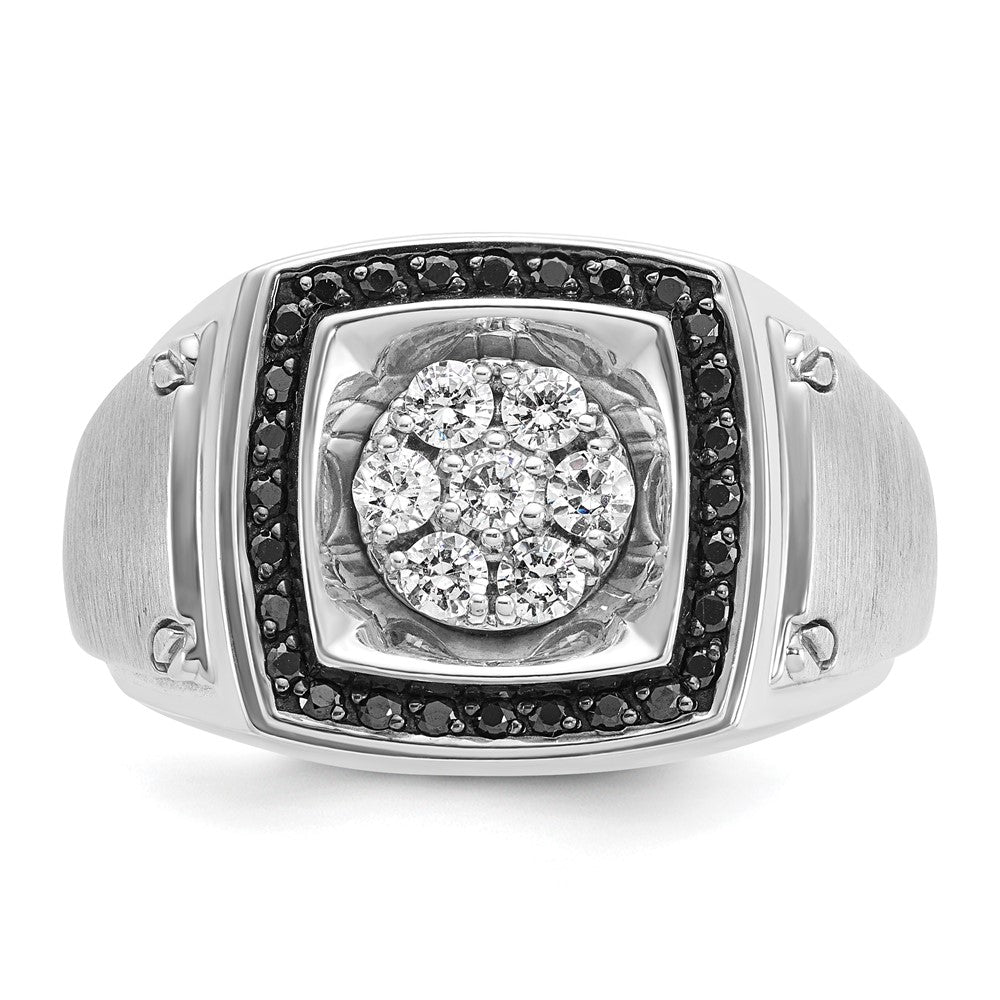 10K White Gold Ibgoodman Men'S Polished And Satin Halo Cluster Ring Mounting