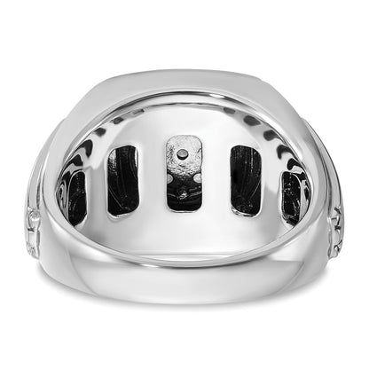 10K White Gold Ibgoodman Men'S Polished And Satin Halo Cluster Ring Mounting