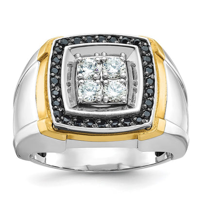 10K Two-Tone Ibgoodman Men'S Polished Square Cluster Ring Mounting
