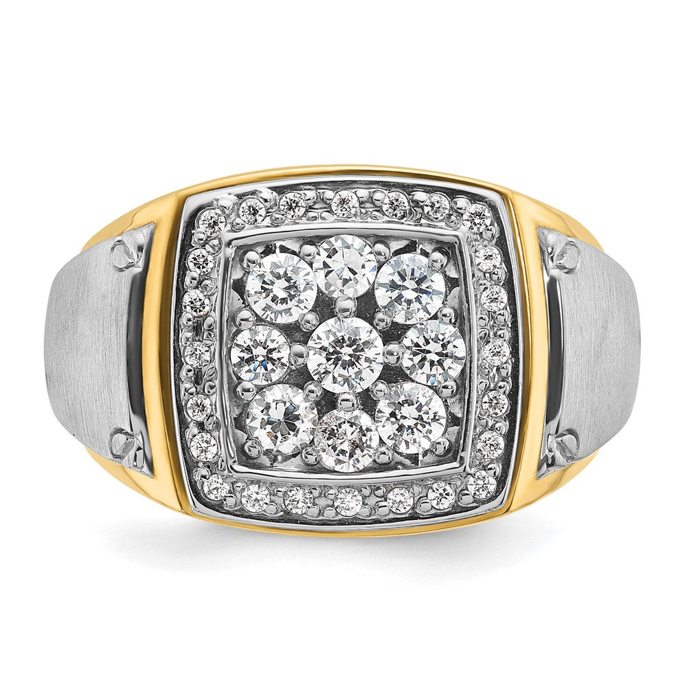 10K Two-Tone Ibgoodman Men'S Polished And Satin Square Cluster Ring Mounting