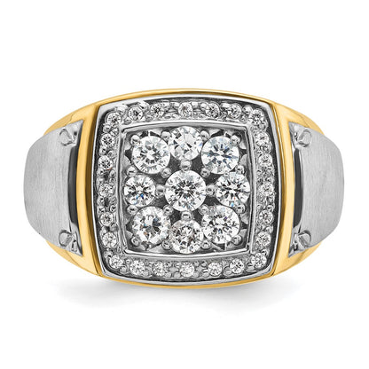 10K Two-Tone Ibgoodman Men'S Polished And Satin Square Cluster Ring Mounting
