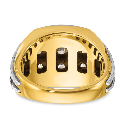 10K Two-Tone Ibgoodman Men'S Polished And Grooved 3-Row Cluster Ring Mounting