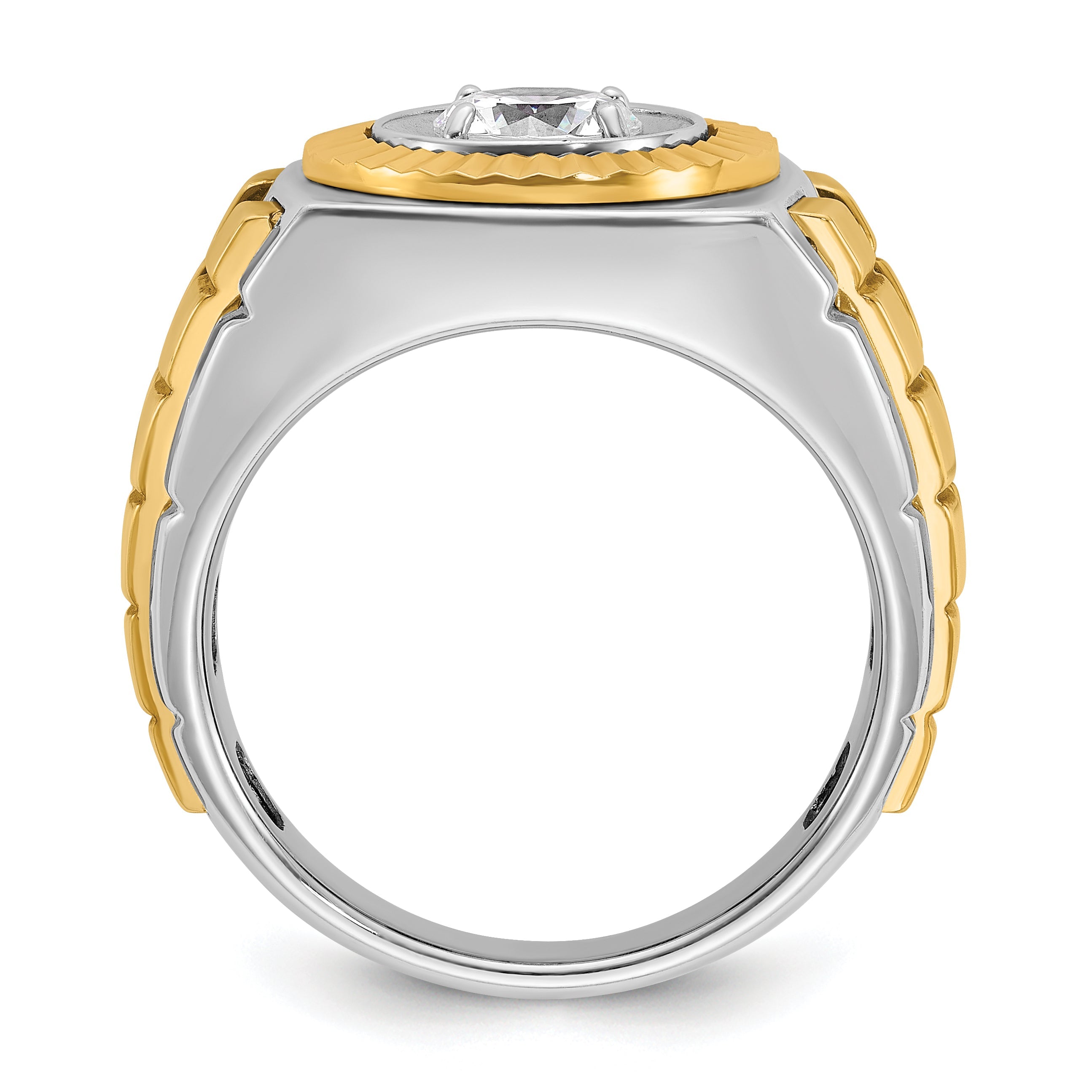 10K Two-Tone Ibgoodman Men'S Polished And Textured Ring Mounting