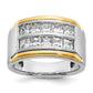 14k Two-tone Two Tone 2 Ct. Lab Grown Diamond VS/SI+ G+ Princess Polished and Satin Two Row Men's Ring