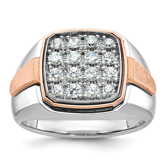 14K White/Rose Gold Two Tone Rose and White 1 Ct. Lab Grown Diamond VS/SI+ G+ Cluster Men's Ring