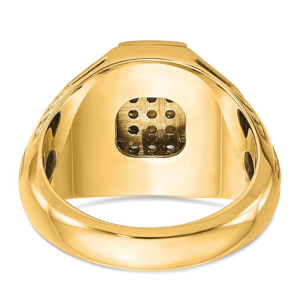 10K Yellow Gold Ibgoodman Men'S Polished Textured And Grooved Cross Cluster Ring Mounting