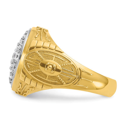10K Two-Tone Ibgoodman Men'S Polished And Textured Oval Cluster Ring Mounting