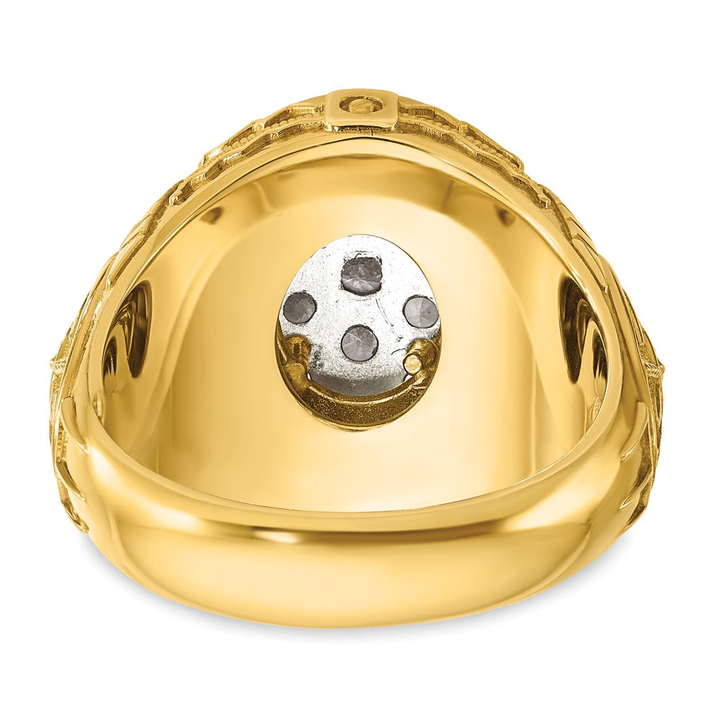 10K Two-Tone Ibgoodman Men'S Polished And Textured Oval Cluster Ring Mounting