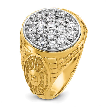 10K Two-Tone Ibgoodman Men'S Polished And Textured Oval Cluster Ring Mounting