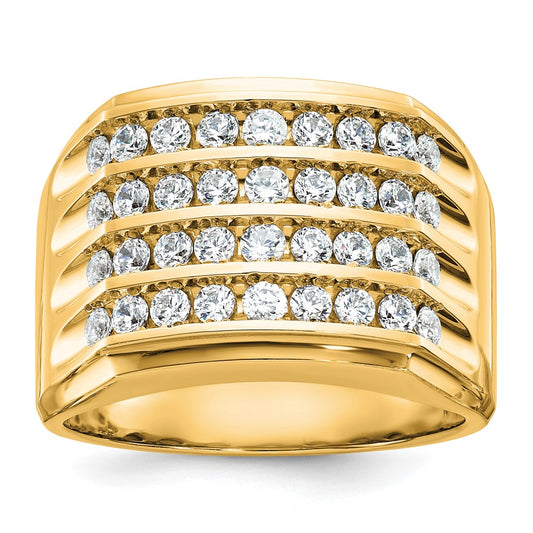 10K Yellow Gold Ibgoodman Men'S Polished And Grooved 4-Row Ring Mounting