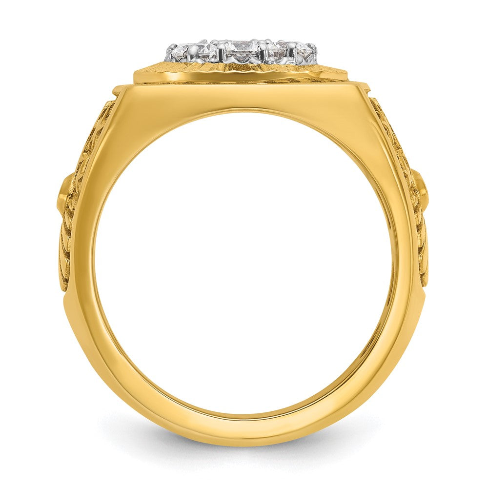 10K Two-Tone Ibgoodman Men'S Polished Textured And Diamond-Cut Stars Stripes Round Cluster Ring Mounting