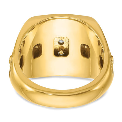 10K Two-Tone Ibgoodman Men'S Polished Textured And Diamond-Cut Stars Stripes Round Cluster Ring Mounting