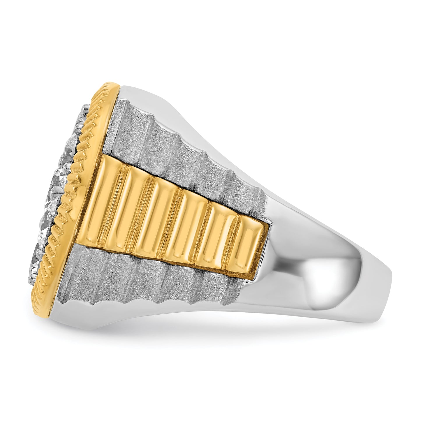 14k Two-Tone 3 Ct. Lab Grown Diamond VS/SI+ G+ Ribbed Men's Cluster Ring