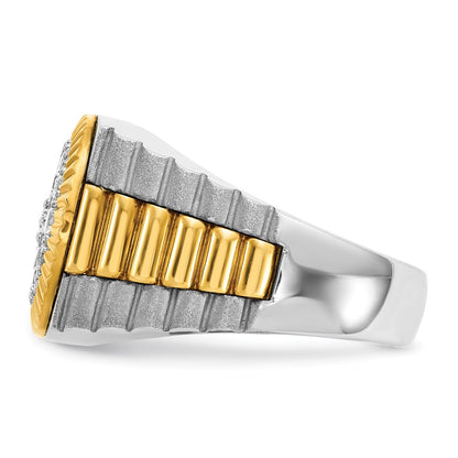 14k Two-Tone 1 1/6 Ct. Lab Grown Diamond VS/SI+ G+ Complete Ribbed Men's Cluster Ring