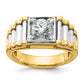 14k Two-Tone 1 Ct. Lab Grown Diamond VS/SI+ G+ Polished and Ribbed Men's Ring