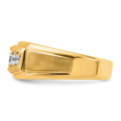 14k Yellow & Rhodium  with White 1/2 Ct. Lab Grown Diamond VS/SI+ G+ Complete Polished and Satin Five Stone Men's Ring