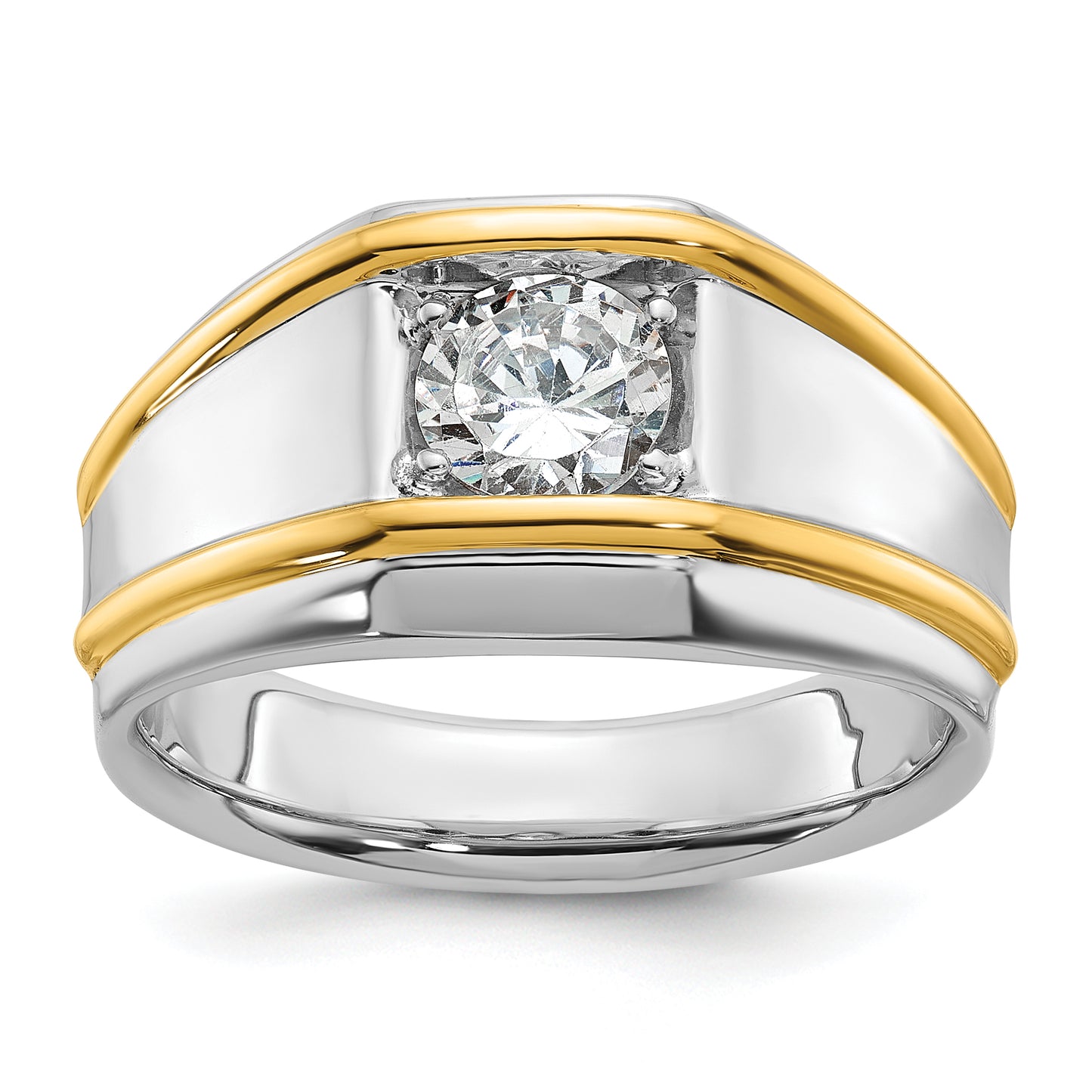 14k Two-tone Two Tone 1 Ct. Lab Grown Diamond VS/SI+ G+ Polished Men's Solitaire Ring