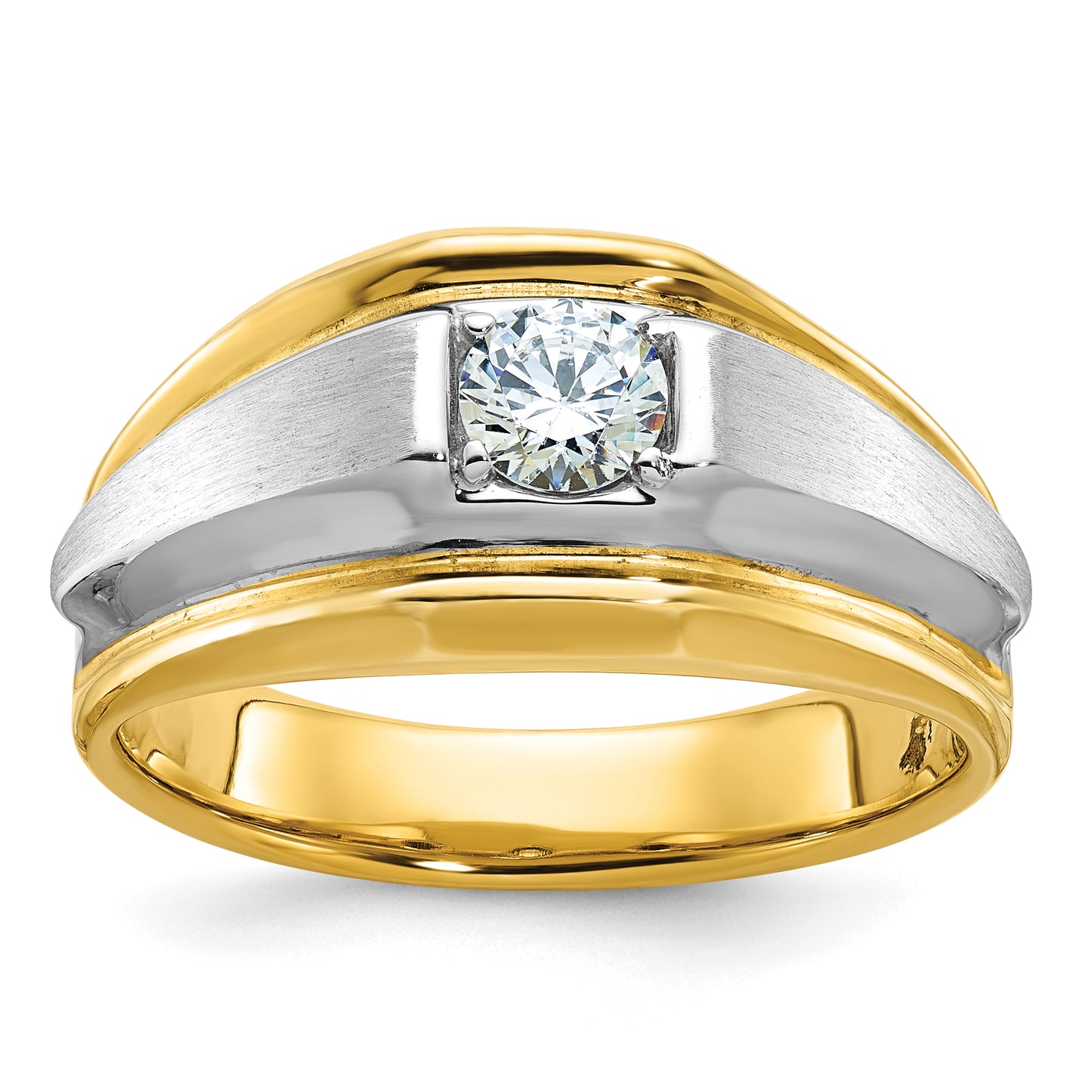 14k Two-tone Two Tone 3/8 Ct. Lab Grown Diamond VS/SI+ G+ Polished and Satin Men's Ring