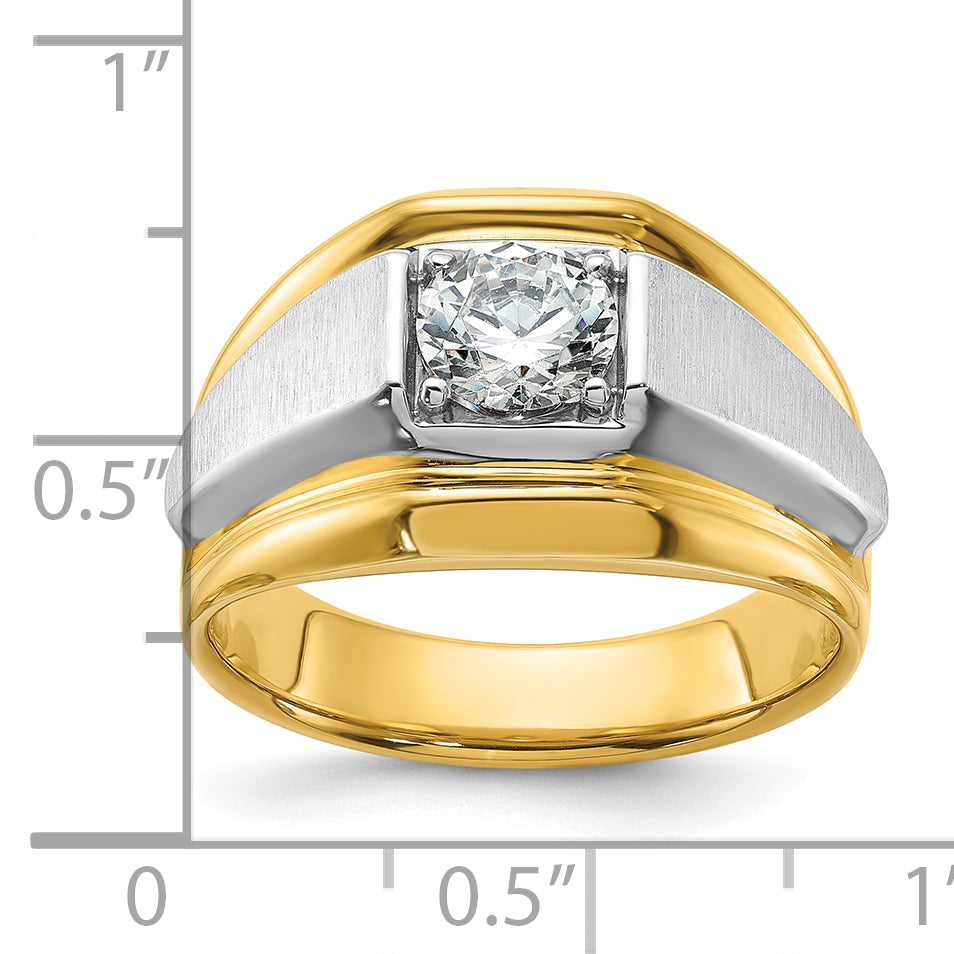 14k Two-tone Two Tone 1 Ct. Lab Grown Diamond VS/SI+ G+ Polished and Brushed Men's Band Ring