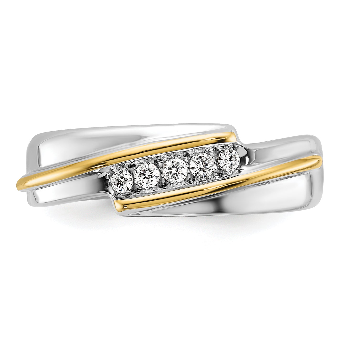 14k Two-tone Two Tone 1/6 Ct. Lab Grown Diamond VS/SI+ G+ Polished Men's Five Stone Ring