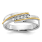 14k Two-tone Two Tone 1/6 Ct. Lab Grown Diamond VS/SI+ G+ Polished Men's Five Stone Ring