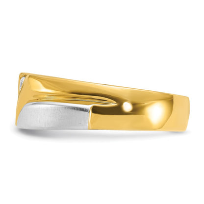 10K Two-Tone 10Ktt Ibgoodman Men'S Polished Satin Grooved 3-Stone Ring Mounting